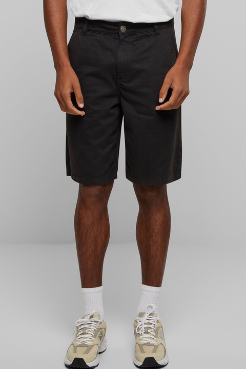 Urban Classics, Blugi-bermude din bumbac organic cu croiala dreapta, Negru