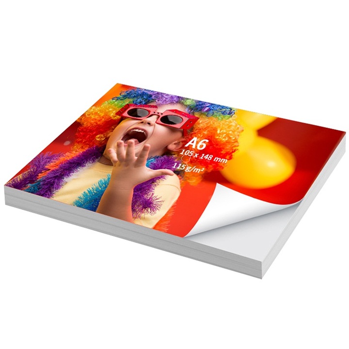 Hartie foto autoadeziva EYUSALL Glossy, A6, 10x15 cm, 115g/mp, 100 coli