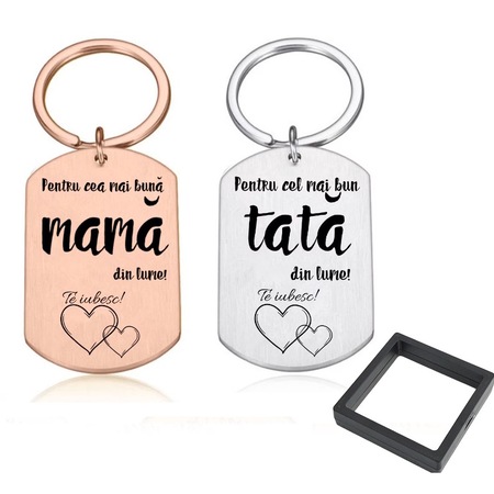 Set cadou pentru mama si tata, 2 brelocuri