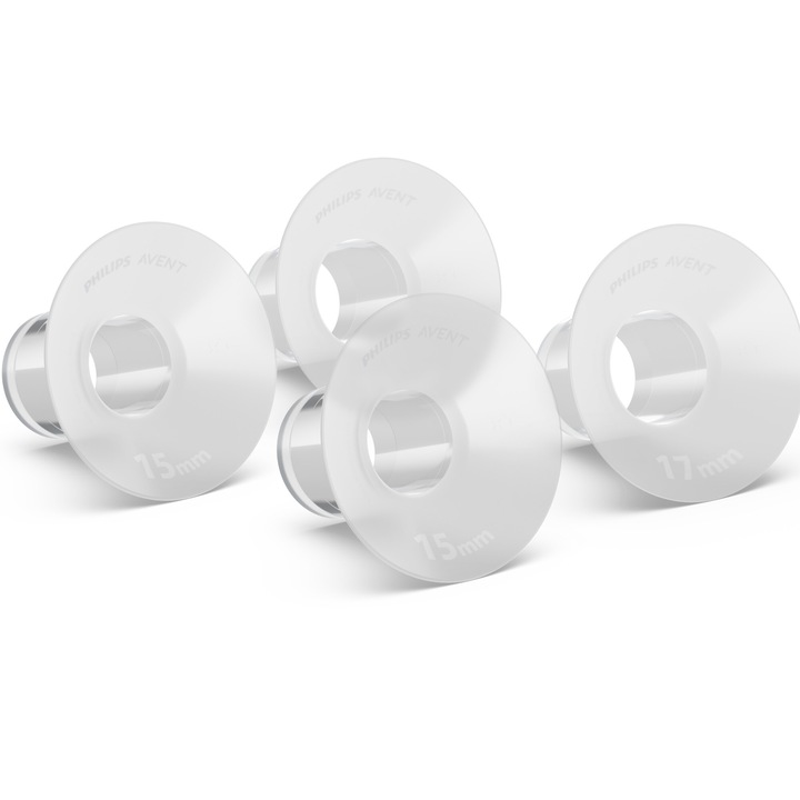Set 4 insertii Philips Avent SCF554/11, 15 mm si 17mm, silicon, transparent