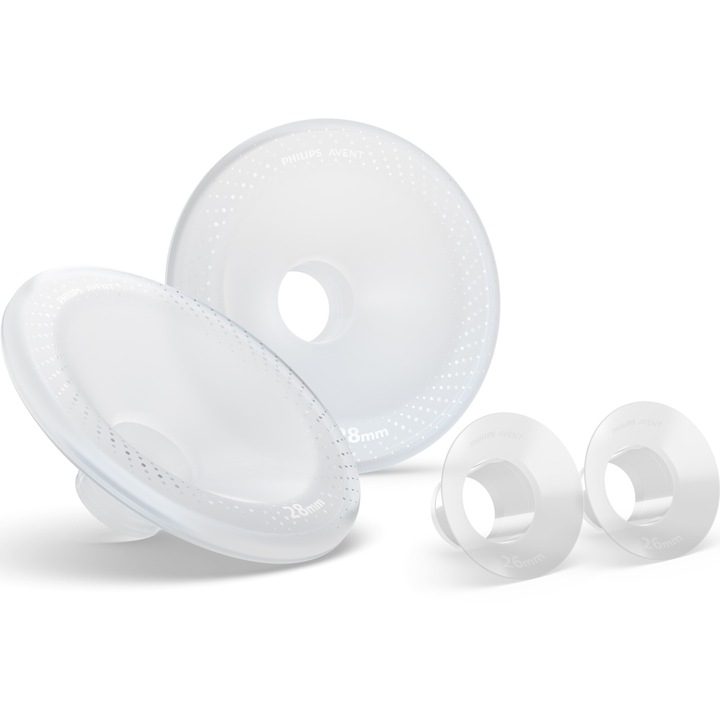Set 2 cupe si insertii Philips Avent SCF552/11, cupe 28mm/insertii 26mm, silicon, transparent