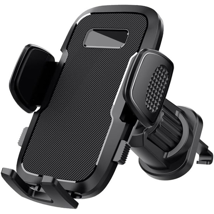 Autós telefontartó, univerzális, szellőzőnyílással, stabil fogás, 360°-os forgatás, minden mobiltelefonnal kompatibilis