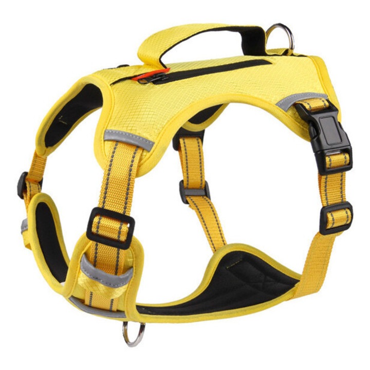 Ham pentru caini, anti-tras, ajustabil si respirabil, 2 carlige metalice, pentru caini mici si medii