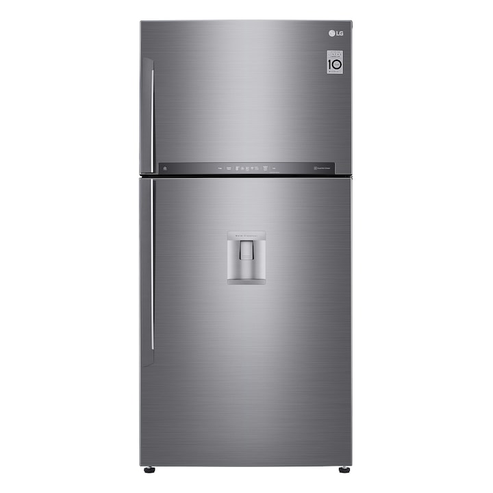 Хладилник с 2 врати LG GTF916PZPZD, 592 л, Клас A++, Full NoFrost, Диспенсър за вода, Smart Diagnosis, WiFi, Компресор liniar, Външен дисплей, Охлаждане на вратата, H 184 см, Сребрист