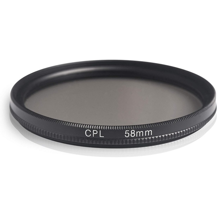 Filtru de polarizare circulara(CPL) Slim de 58mm, design subtire, sticla japoneza, pentru camera