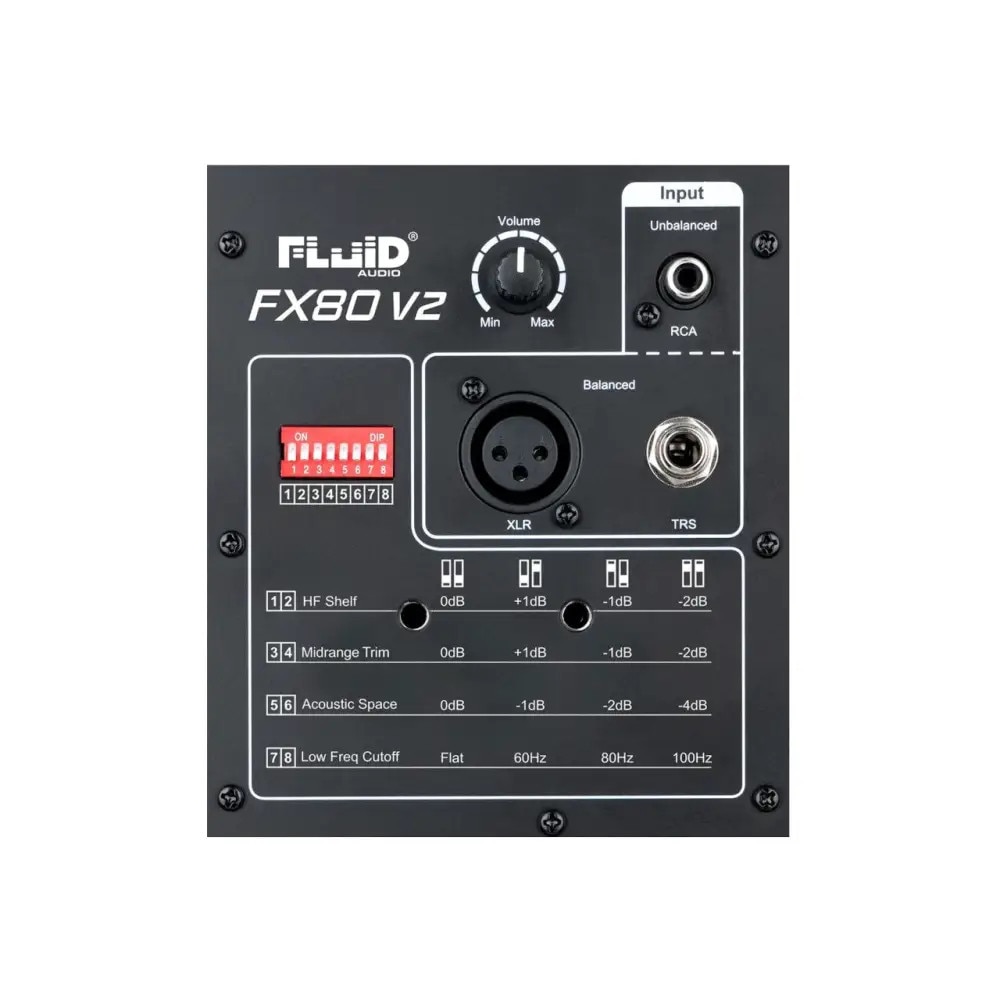 Monitor studio activ Fluid Audio FX80 V2, negru, 20,3 cm, 254x295x340mm