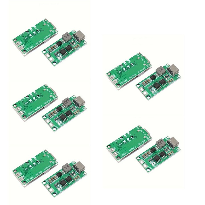 Modul de incarcare BMS 2S 4A pentru baterii Li-Ion 18650, protectie la supratensiune, 8.4V, set de 5 bucati