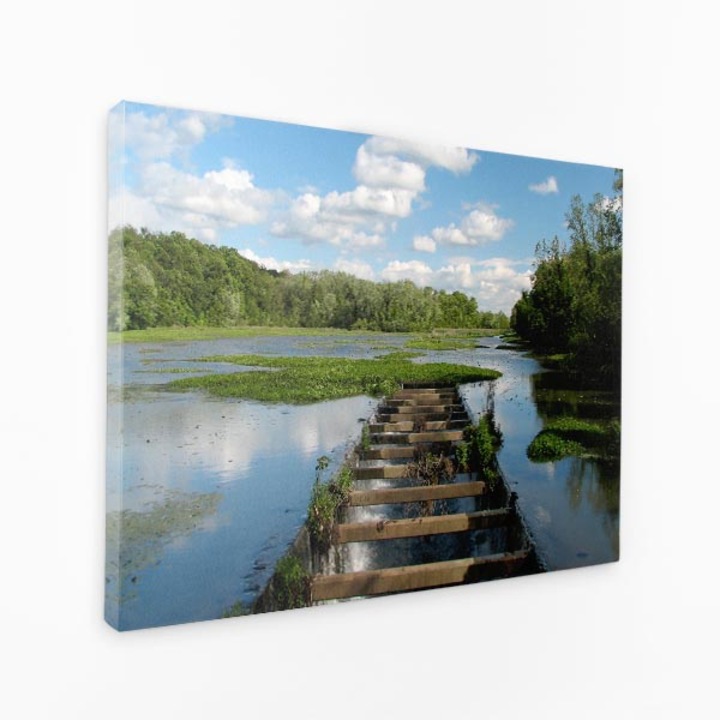 Комплект от три платнени маси - Воден път към река, тревна лодка - 150x100 см