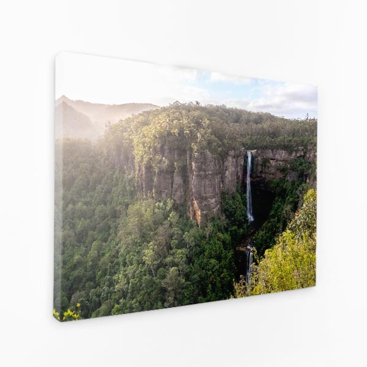 Картина на платно - Водопад в гора, планина, скала, природа, вода - 120x80 см