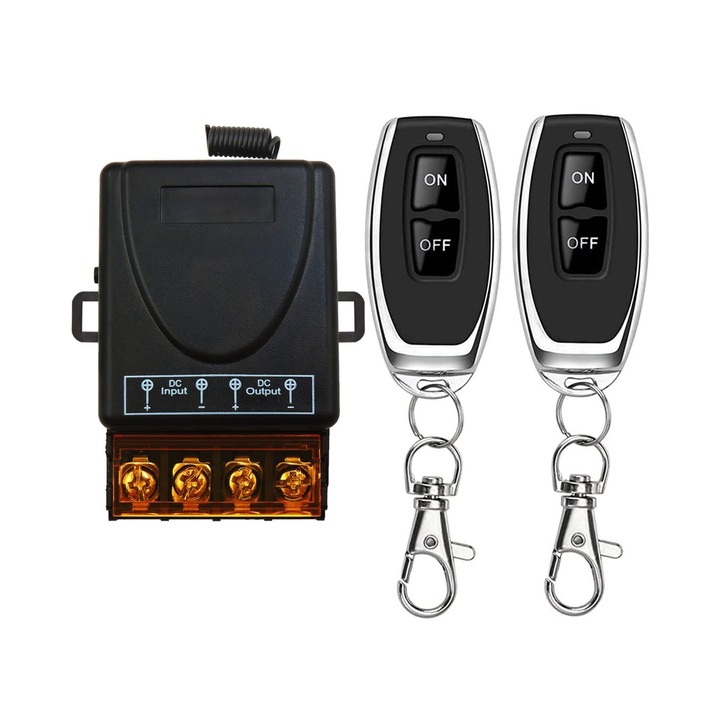 Intrerupator wireless RF 433Mhz, General, 40A, 12V~75V, set cu 2 telecomenzi