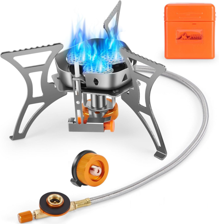 Arzator camping Wadeo, 3 arzatoare, 5800W, argintiu, 9x9x9.5cm