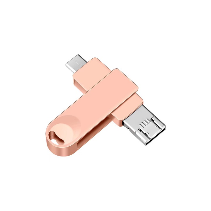 Dispozitiv de stocare 4 in 1, 64GB, USB 3.0, Tip-C, Lightning, metal, rotire 360°