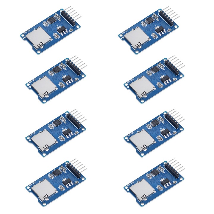 Micro SD modul, Általános, SPI interfész, szintkonverziós áramkör, 3,3 V, 4x2,2 mm