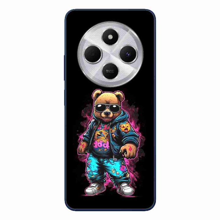 A tok kompatibilis a Xiaomi Redmi 14C Silicone Gel Tpu Model Bear Cool Black termékkel