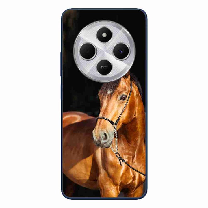 A tok kompatibilis a Xiaomi Redmi 14C Silicone Gel Tpu lómintával fekete háttéren