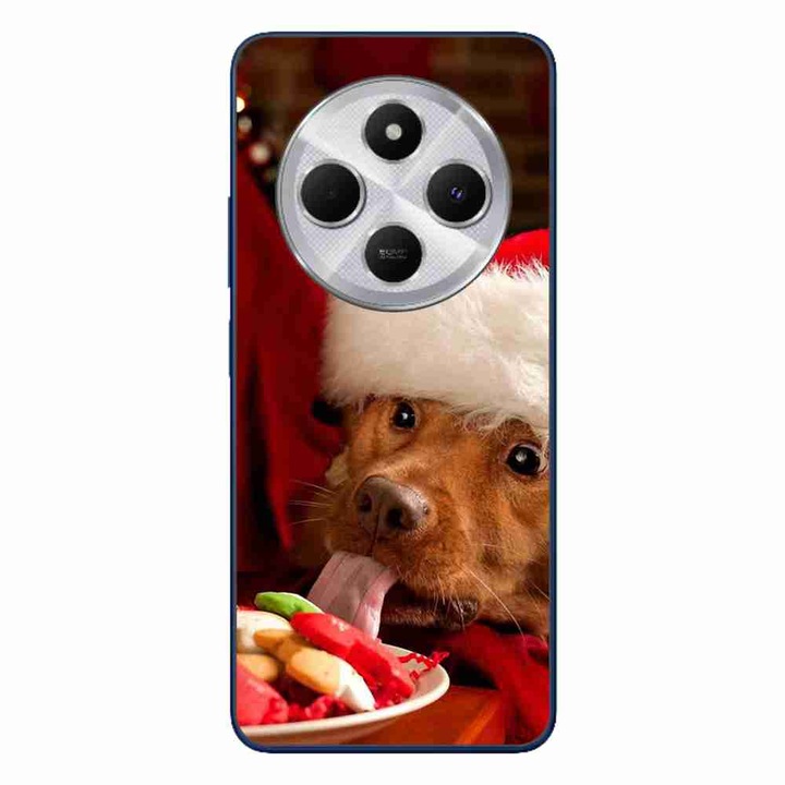 A tok kompatibilis a Xiaomi Redmi 14C szilikongél Tpu mintás karácsonyi kutyaevő sütikkel
