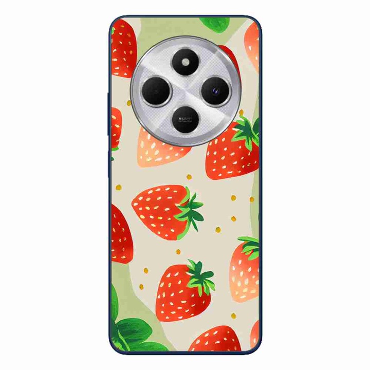A tok kompatibilis a Xiaomi Redmi 14C Silicone Gel Tpu Strawberry Pattern mintával