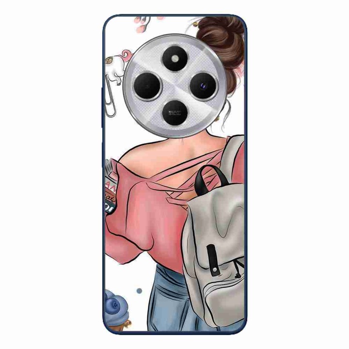 A tok kompatibilis a Xiaomi Redmi 14C Silicon Gel Tpu Model Girl Fashion School-al