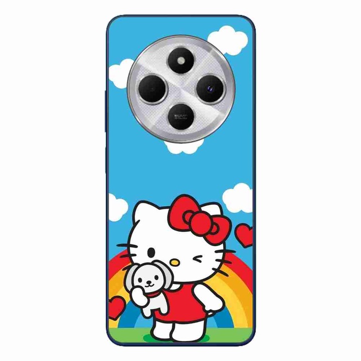 A tok kompatibilis a Xiaomi Redmi 14C Silicone Gel Tpu Hello Kitty szivárványmintával