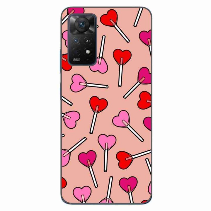 Калъф, съвместим с Xiaomi Redmi Note 11 Pro 4G, 5G Silicone Gel Tpu Pattern Valentines Heart Lolipops