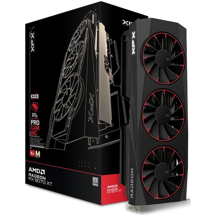 Графична карта XFX Quicksilver AMD Radeon RX 9070XT Magnetic Air Edition, 16 GB GDDR6, 256 бита