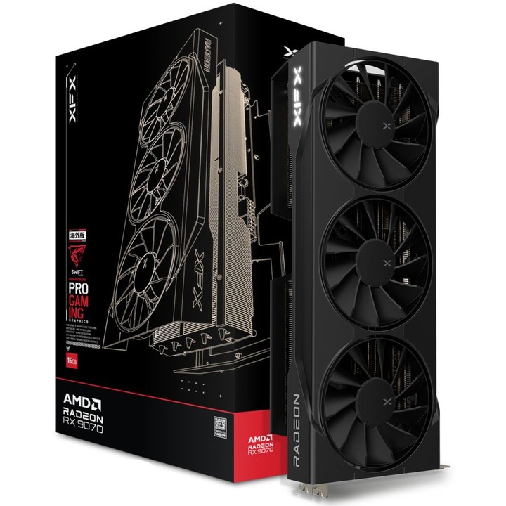 Видеокарта XFX Swift AMD Radeon RX 9070 OC Gaming Edition, 16GB GDDR6, 256-bit