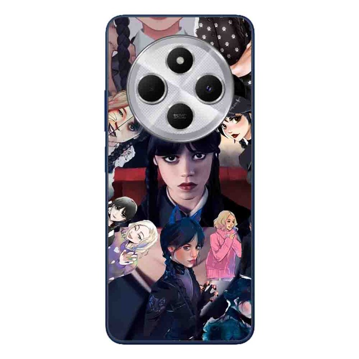 A tok kompatibilis a Xiaomi Redmi 14C szilikongél Tpu mintázattal szerda Addams Collage Movie Scene