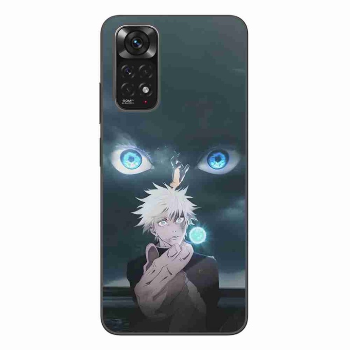 A tok kompatibilis a Xiaomi Redmi Note 11 szilikon gél Tpu mintázattal, Jujutsu Kaisen Six Eyes