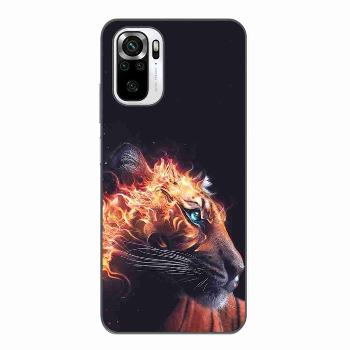A tok kompatibilis a Xiaomi Redmi Note 10S Silicon Gel Tpu modellel, Flameborn Tiger