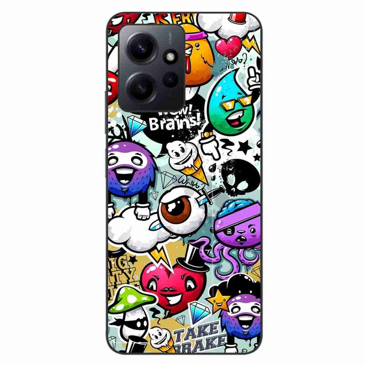 A tok kompatibilis a Xiaomi Redmi Note 12 4G szilikongél Tpu mintás Pop Art Graffitivel