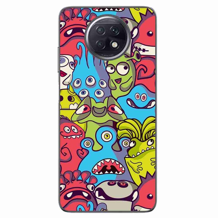 A tok kompatibilis a Xiaomi Redmi Note 9T Silicone Gel Tpu Pattern Squishi Monsters termékkel