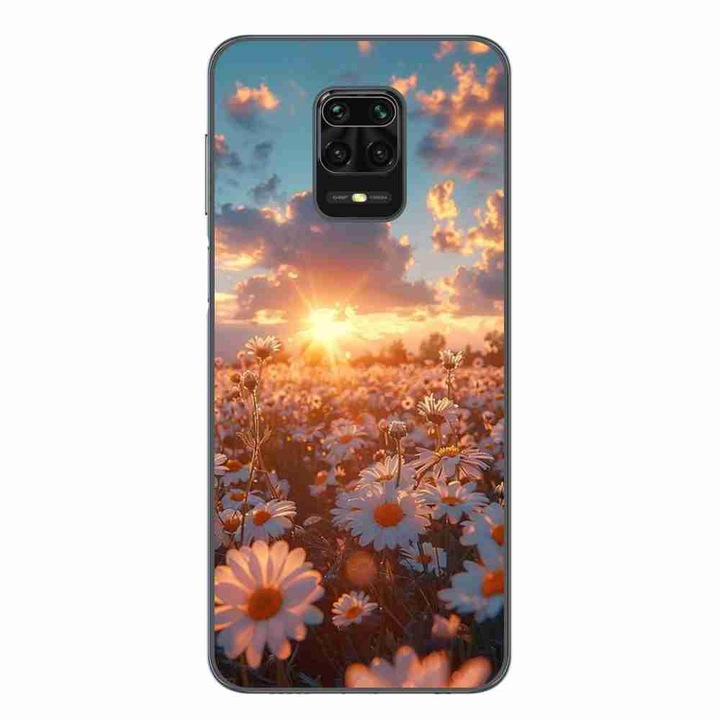 A tok kompatibilis a Xiaomi Redmi Note 9 Pro Silicone Gel Tpu Sunrise Pattern with Flowers termékkel