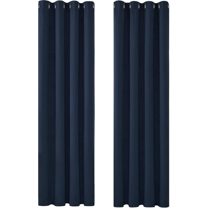 2 db hősötétítő függöny készlet, 140x290 cm, sötétkék