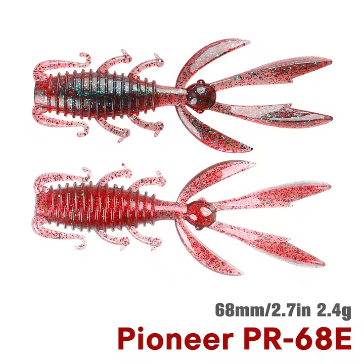Set 20 buc naluci soft artificiale Tsurinoya Pioneer 6.8 cm pentru pescuitul cu momeli la salau, stiuca, biban si pastrav, E
