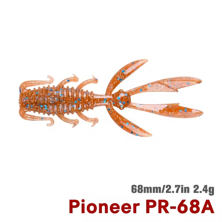 Set 20 buc naluci soft artificiale Tsurinoya Pioneer 6.8 cm pentru pescuitul cu momeli la salau, stiuca, biban si pastrav, A