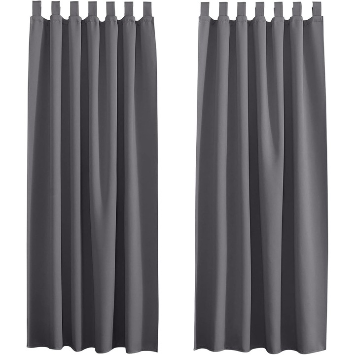 2 db PONY DANCE sötétítő függöny szett, visszaköthető, hálószobába és nappaliba, 132 x 243 cm, szürke