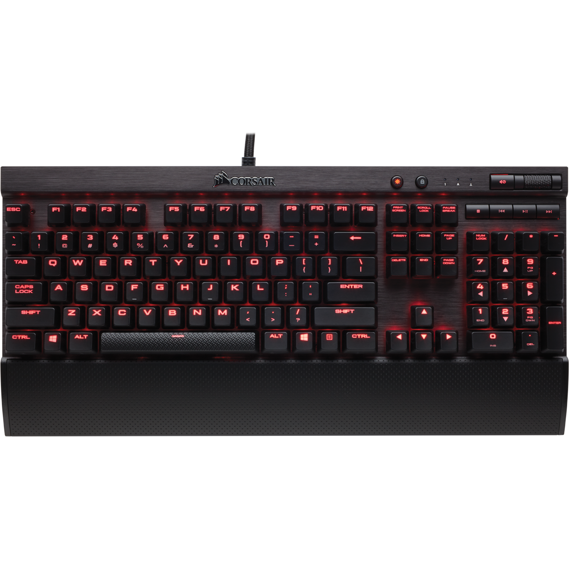 Tastatura mecanica gaming Corsair K70 Rapidfire, iluminare rosu, switch MX Speed, Negru