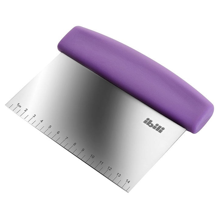 Racleta aluat Ibili-Professional, otel inoxidabil18/10/plastic, 16x12.5 cm, argintiu/mov