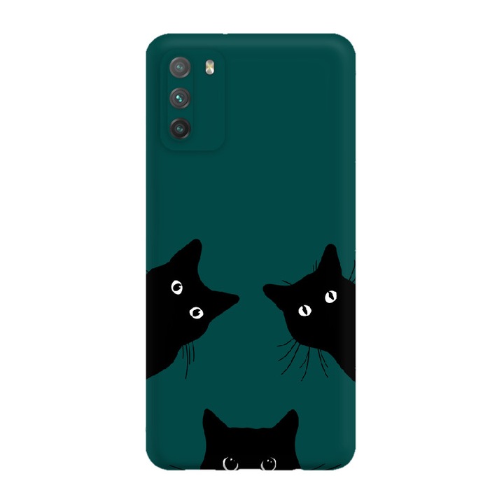 Husa De Telefon Oppo Reno 12 5G, Silicon Caz Mat, Pisici Negre, Verde inchis, Etui Telefon Mat, [Tif 12E]