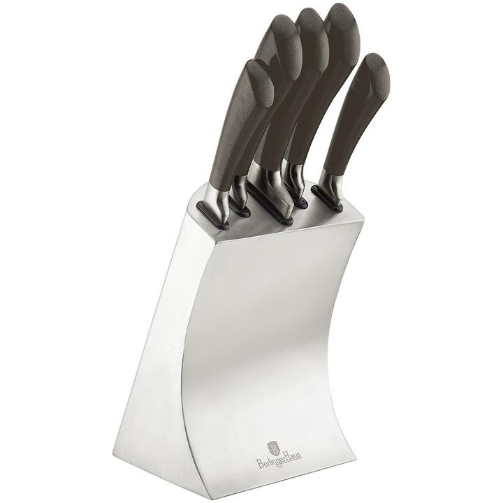 Set 5 cutite cu stand Berlinger Haus Metallic Carbon