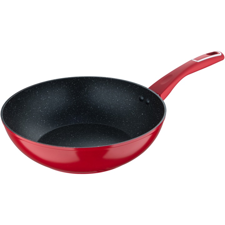 Tigaie wok Bergner Red line, aluminiu forjat, inductie, 28 cm