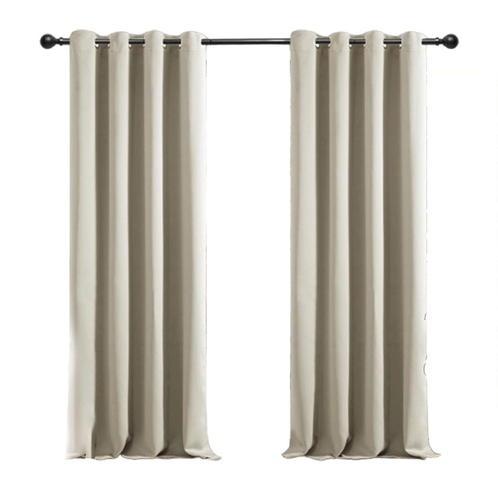 2 db gyűrűs sötétítőfüggöny készlet, 140x200 cm, bézs