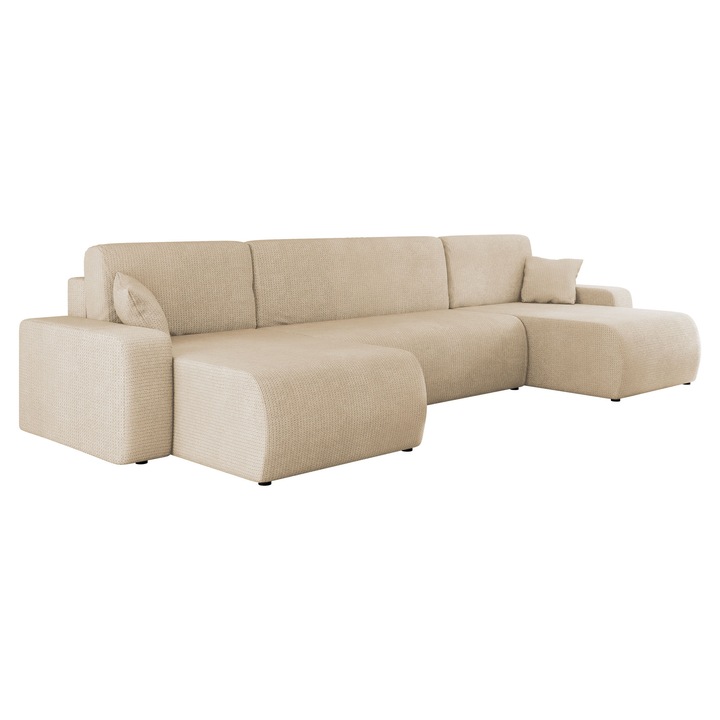 Coltar cu functie de dormit Easton U, MIRJAN24, bej, 145x312x82 cm