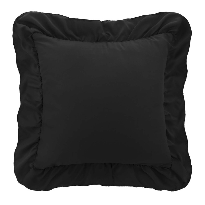 Калъфка за възглавница 40x40 см Ruffy, микрофибър, черна, с набори