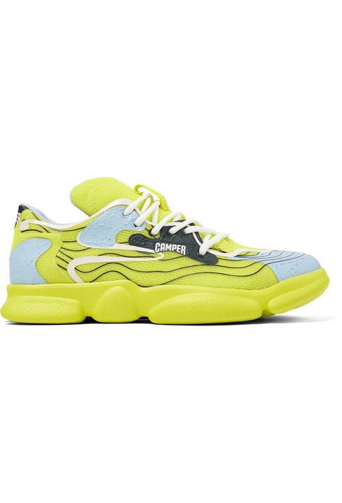 Camper, Pantofi sport din material textil cu garnituri sintetice Karst, Galben/Albastru glaciar