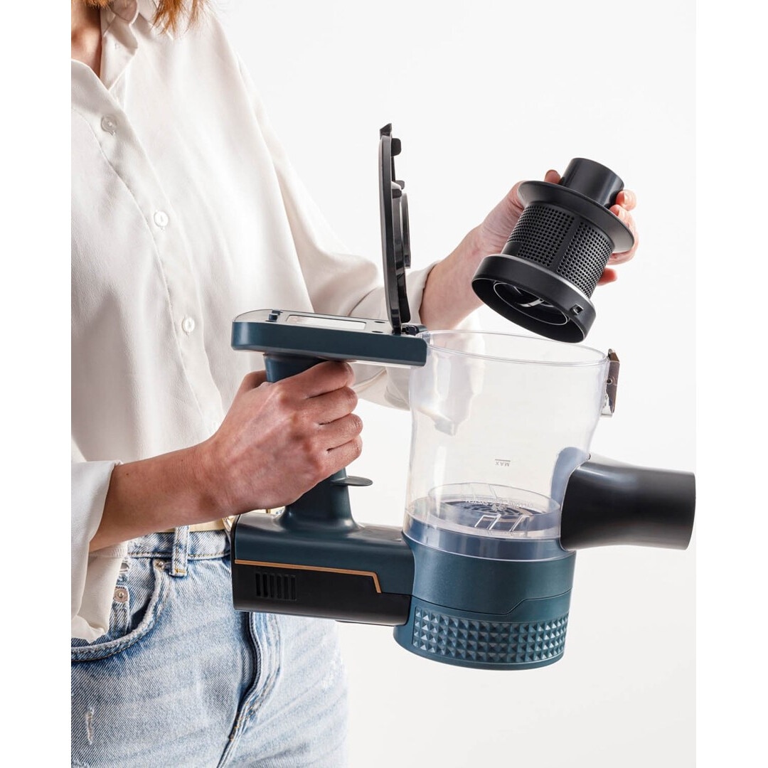 Aspirator fara fir Taurus Homeland Ideal, 150W, 3 etape filtrare, negru-albastru, 500ml