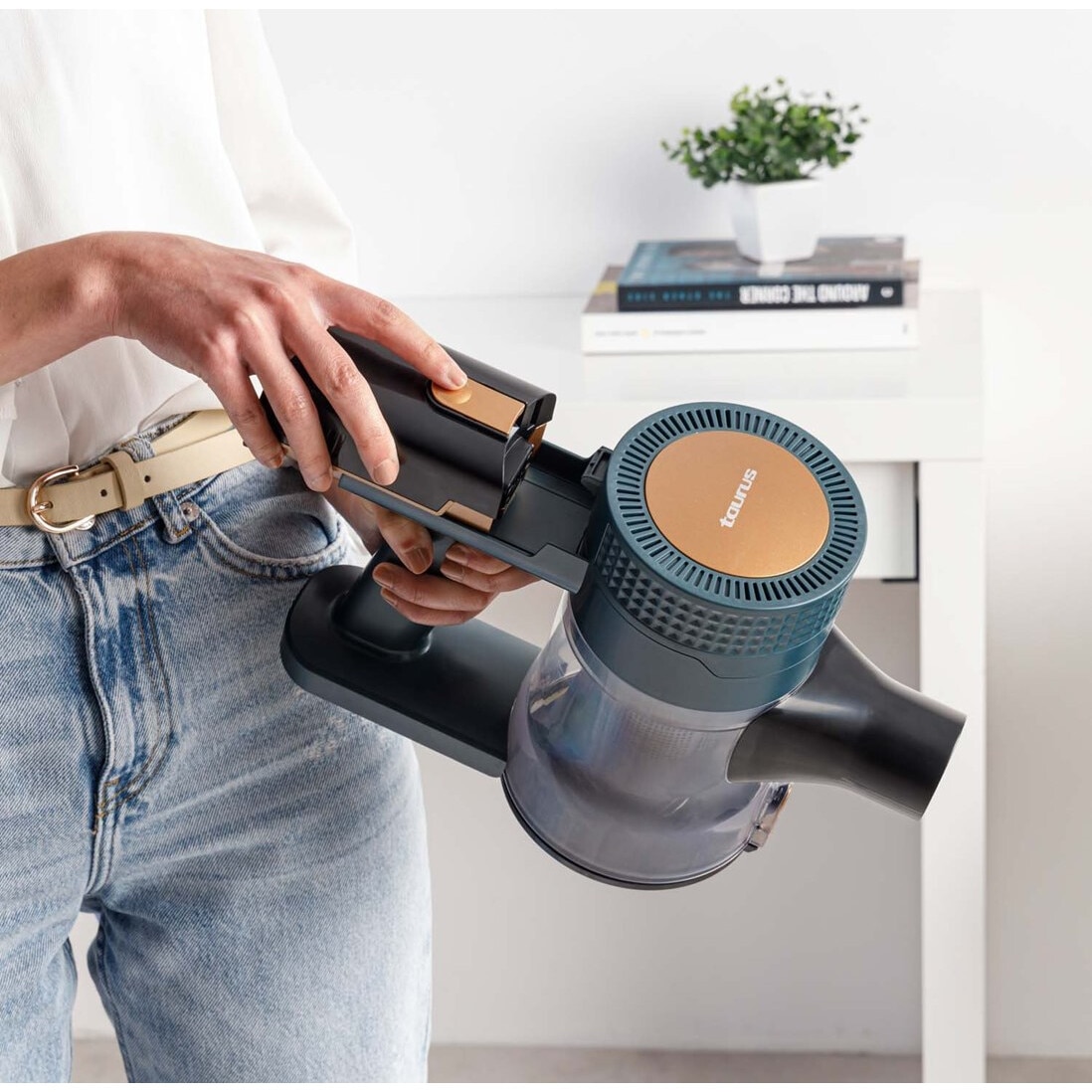 Aspirator fara fir Taurus Homeland Ideal, 150W, 3 etape filtrare, negru-albastru, 500ml