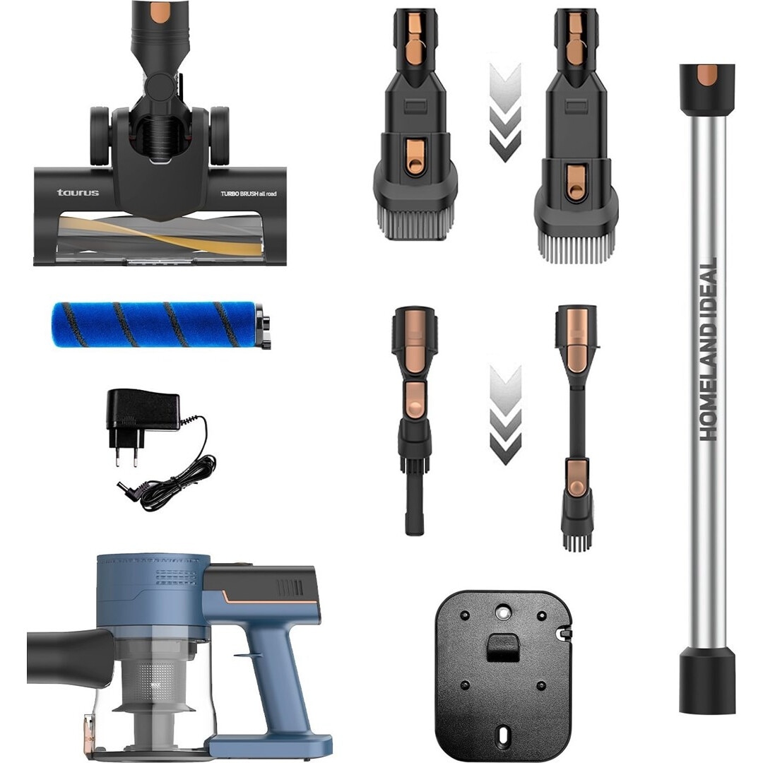 Aspirator fara fir Taurus Homeland Ideal, 150W, 3 etape filtrare, negru-albastru, 500ml