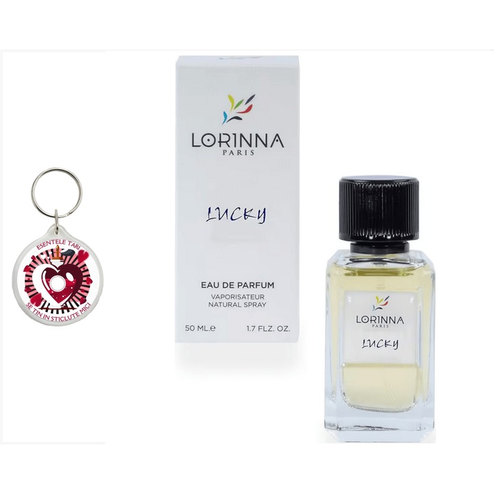 Set Apa de Parfum Lorinna Paris Parfum Lucky 50 ml, de dama si breloc esentele tari se tin in sticlute mici
