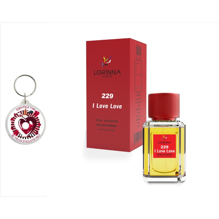 Set Apa de Parfum Lorinna Paris Parfum I love love 50 ml, de dama si breloc esentele tari se tin in sticlute mici